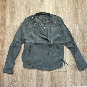 Blank NYC - moto double zipper lightweight jacket, olive green